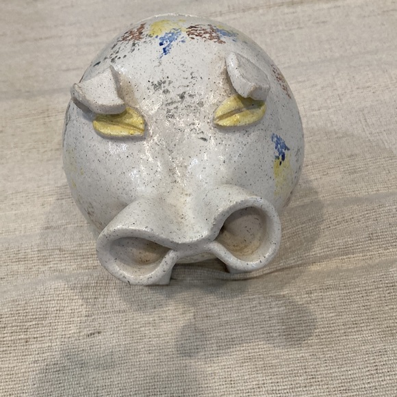Vintage stoneware folk art piggy bank - Picture 2 of 8